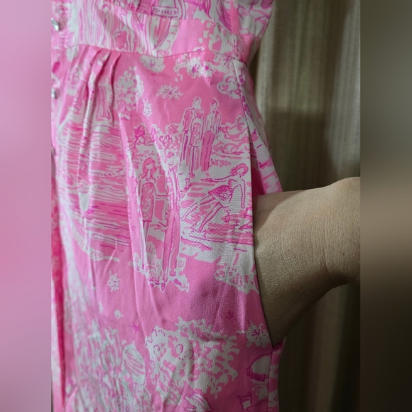 Lilly Pulitzer silk Palm Springs beach nudes swimmers story print dress - Picture 7 of 16